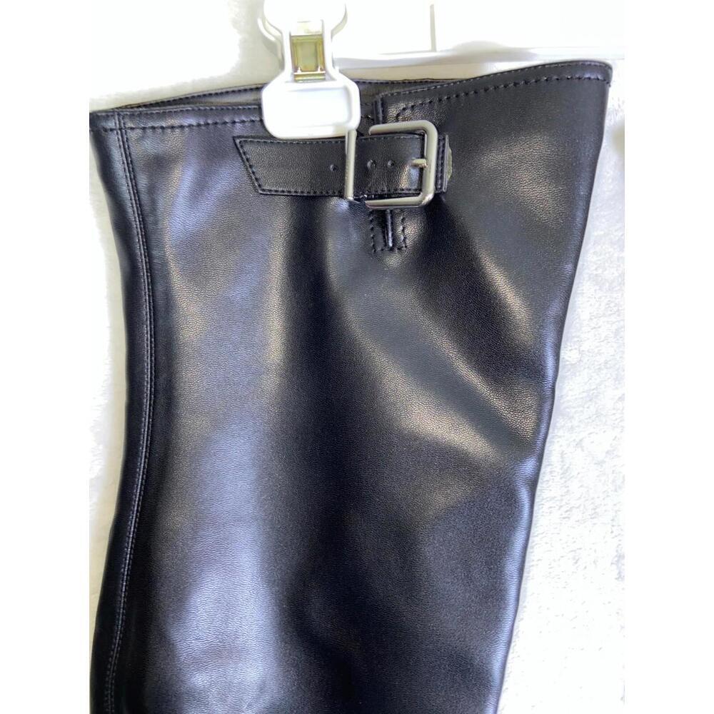 GB Knee High Boots Zip Buckle Biker 8 M 202308XX Black Combat - Picture 4 of 13